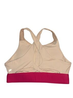 Fabletics Beige Crossback Sports Bra with Pink Band
